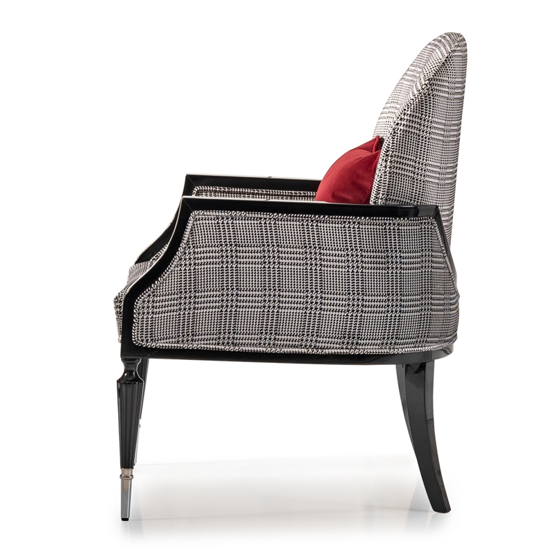 Michael Amini La Francaise Velvet Accent Chair - Domino/Black