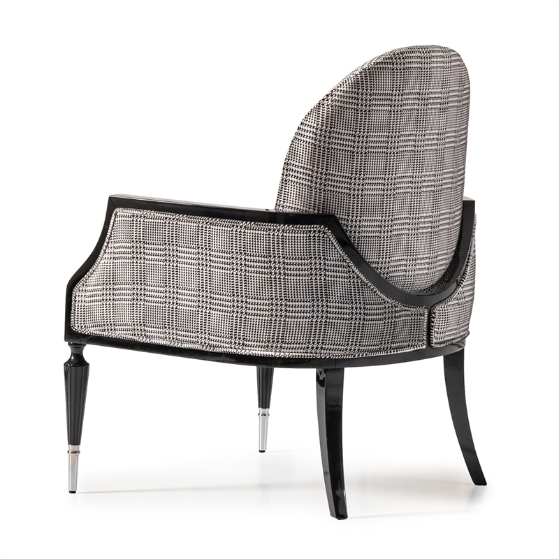 Michael Amini La Francaise Velvet Accent Chair - Domino/Black