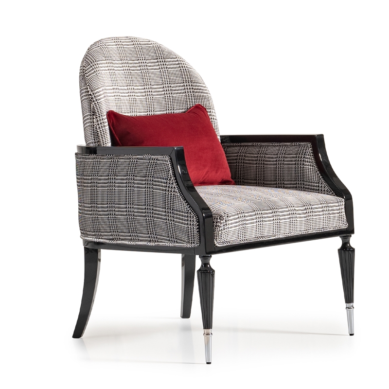Michael Amini La Francaise Velvet Accent Chair - Domino/Black