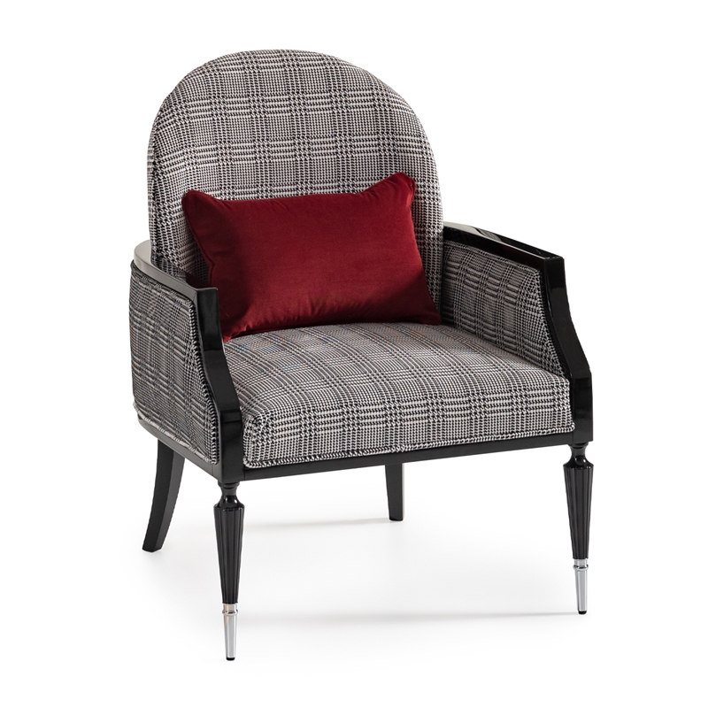 Michael Amini La Francaise Velvet Accent Chair - Domino/Black