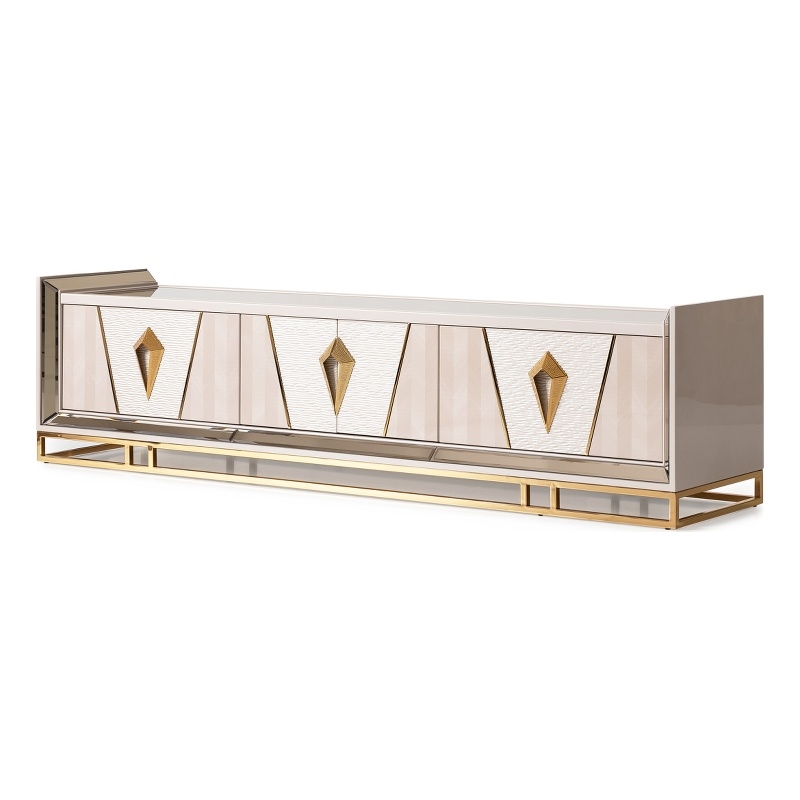 Michael Amini Carmela Media Cabinet - Shimmering Ivory
