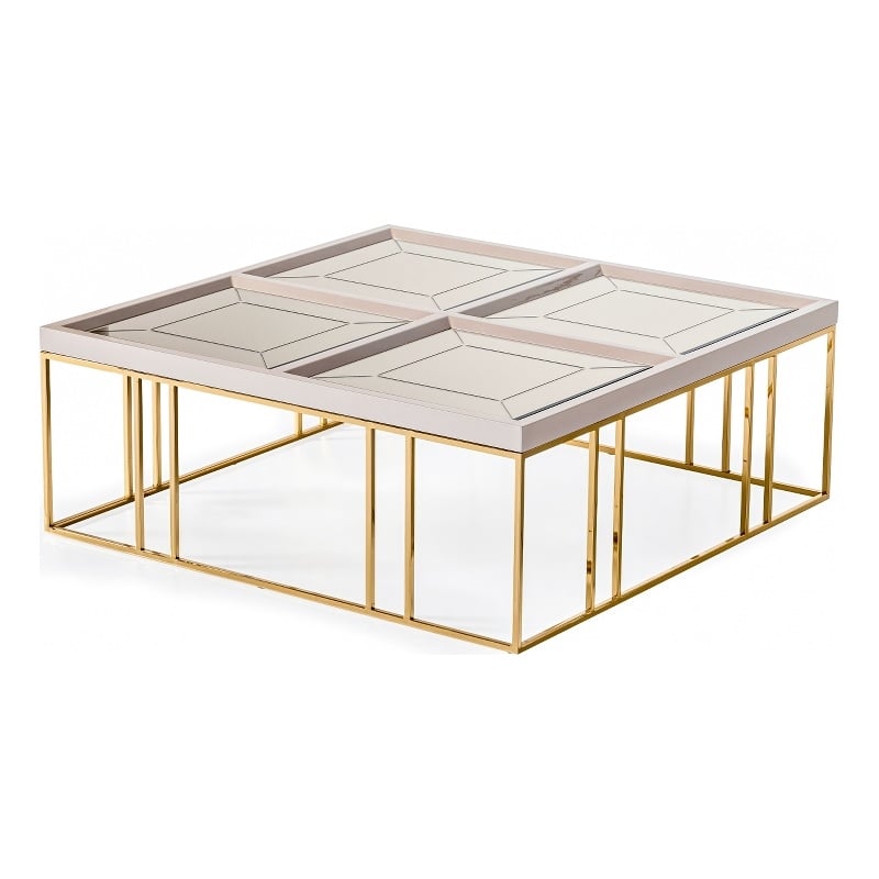 Michael Amini Carmela Cocktail Table - Shimmering Ivory