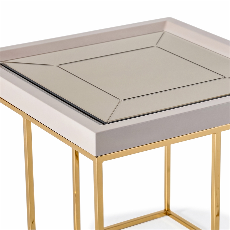Michael Amini Carmela Side Table - Shimmering Ivory