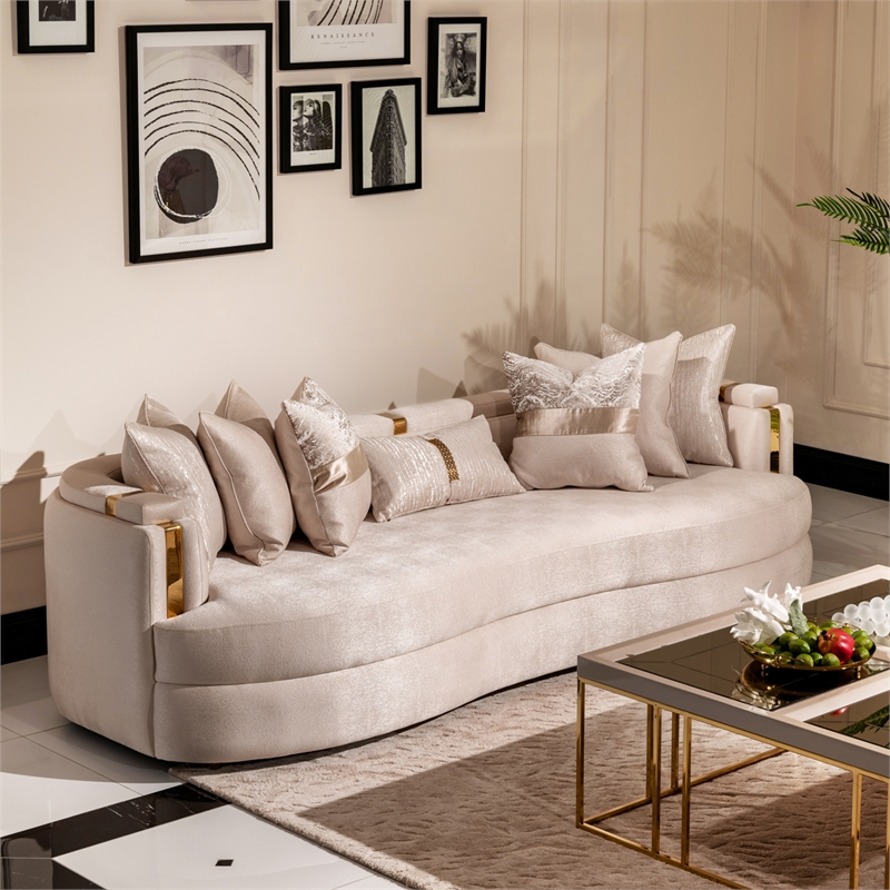 Michael Amini Carmela Mansion Sofa - Almond/Gold