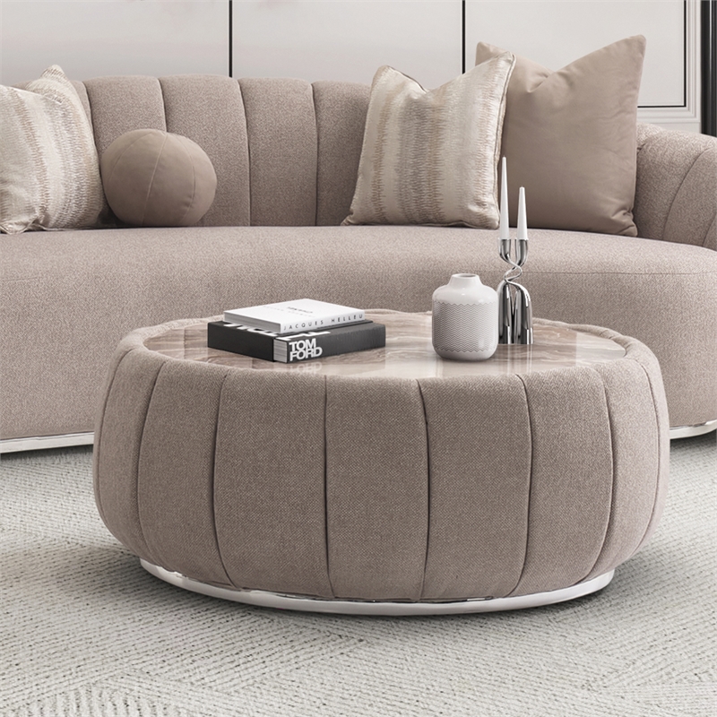 Michael Amini Lucca Cocktail Table - Tan Nougat