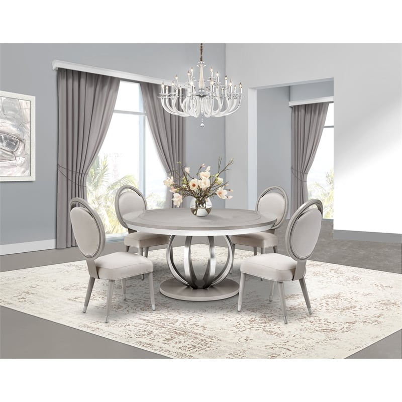 MICHAEL AMINI Eclipse 5-Piece Engineered Wood Dining Set in Moonlight Gray