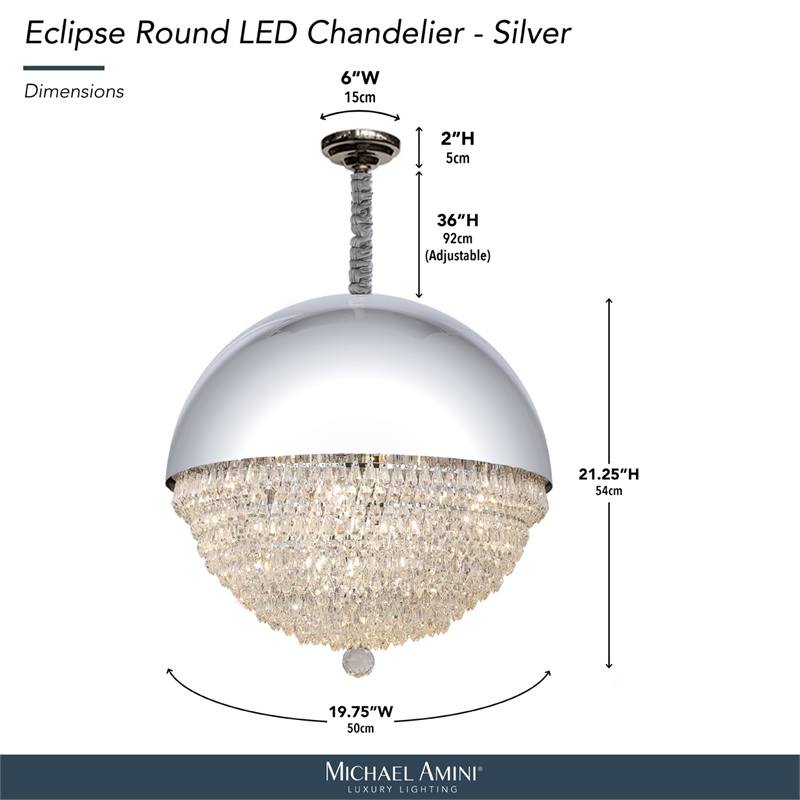 Michael Amini Eclipse Modern LED Chandelier - Silver
