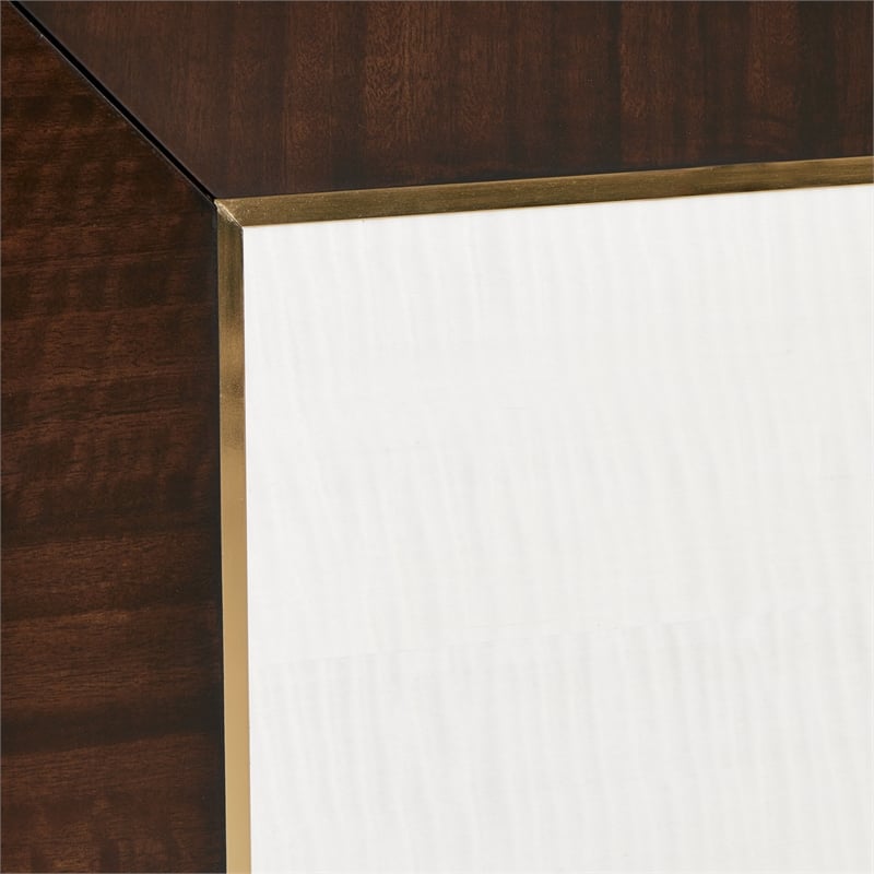 Michael Amini Belmont Place Eastern King Upholstered Bed in Cream/Espresso