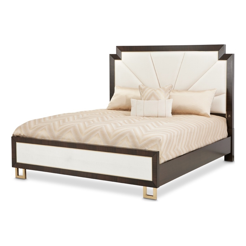 Michael Amini Belmont Place Eastern King Upholstered Bed in Cream/Espresso