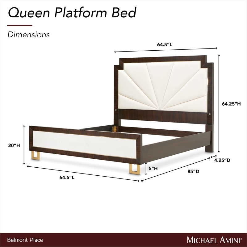Michael Amini Belmont Place Queen Upholstered Bed in Cream/Espresso