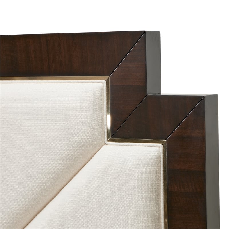 Michael Amini Belmont Place Queen Upholstered Bed in Cream/Espresso