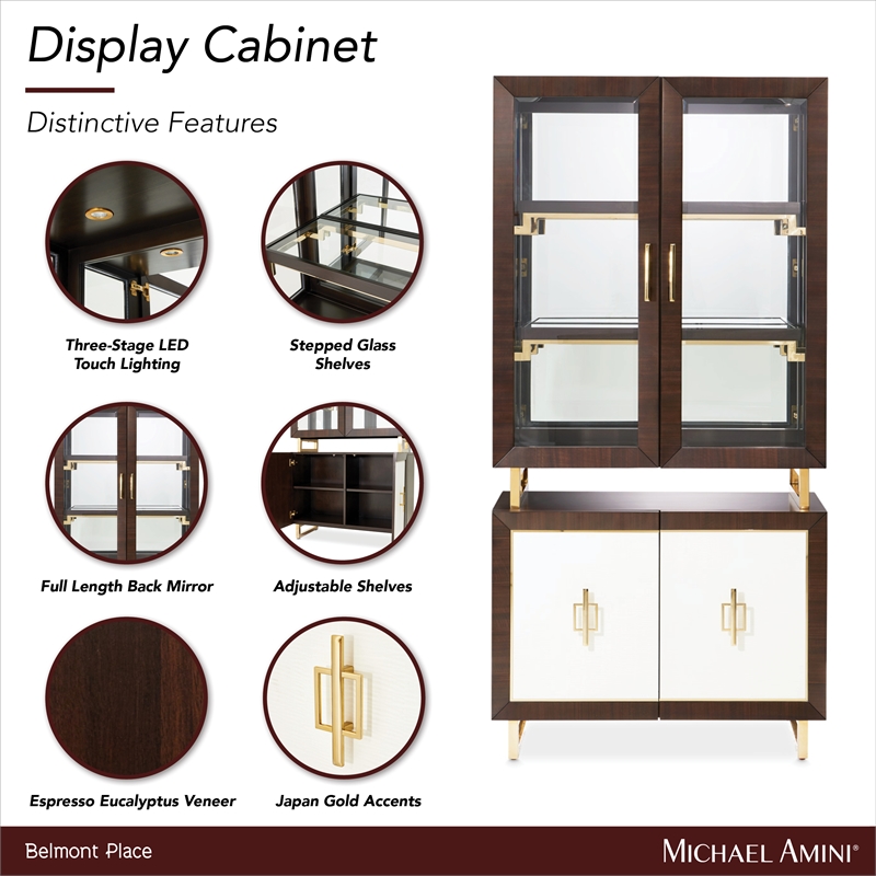 Michael Amini Belmont Place Display Cabinet in Espresso