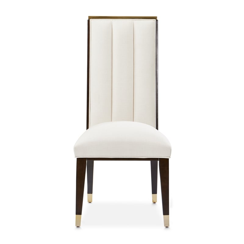 Michael Amini Belmont Place Dining Side Chair in Cream/Espresso (Set of 2)