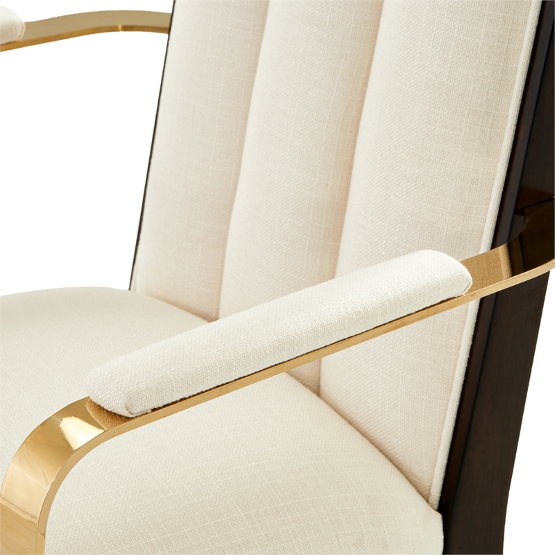 Michael Amini Belmont Place Dining Arm Chair in Cream/Espresso (Set of 2)