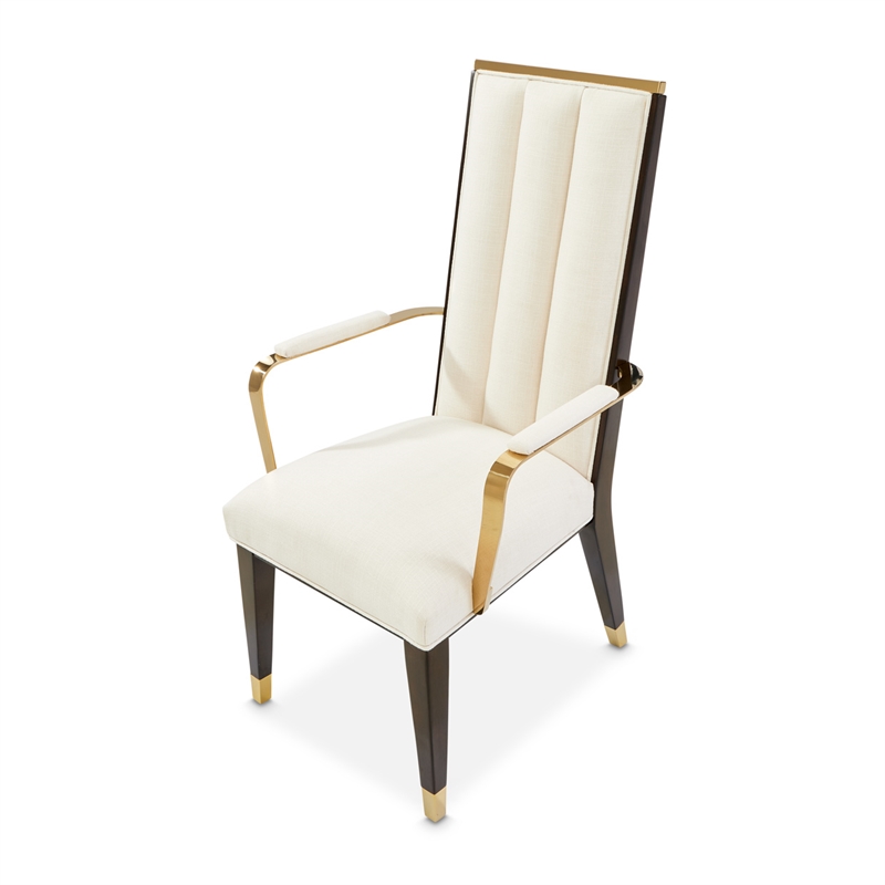 Michael Amini Belmont Place Dining Arm Chair in Cream/Espresso (Set of 2)