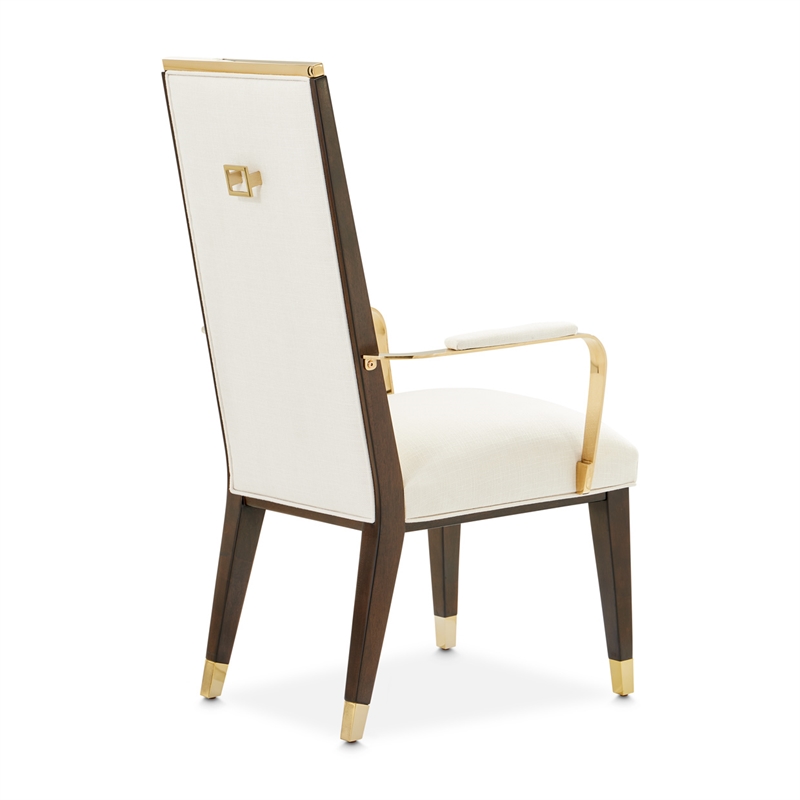 Michael Amini Belmont Place Dining Arm Chair in Cream/Espresso (Set of 2)