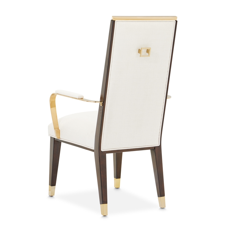 Michael Amini Belmont Place Dining Arm Chair in Cream/Espresso (Set of 2)