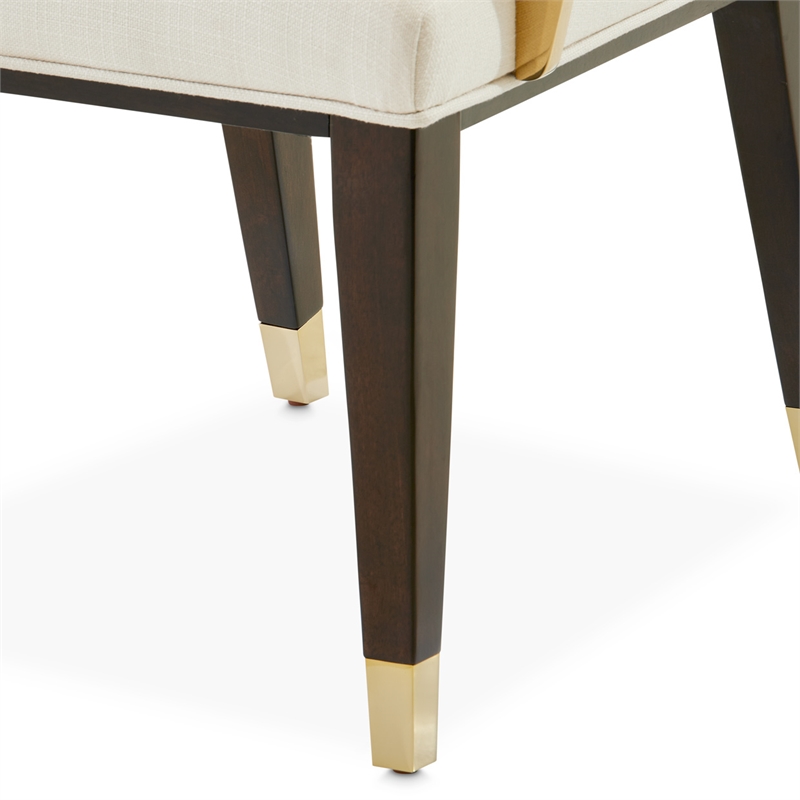 Michael Amini Belmont Place Dining Arm Chair in Cream/Espresso (Set of 2)