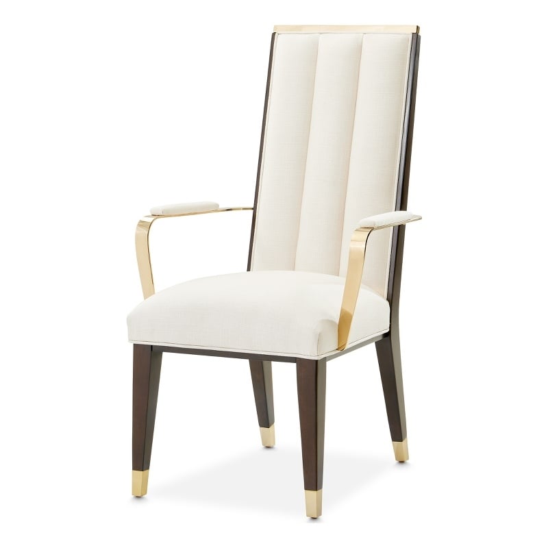 Michael Amini Belmont Place Dining Arm Chair in Cream/Espresso (Set of 2)