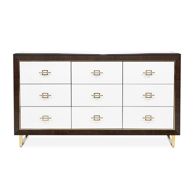 Michael Amini Belmont Place 9-Drawers Bedroom Dresser in Espresso