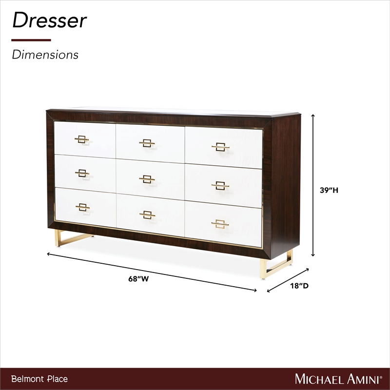 Michael Amini Belmont Place 9-Drawers Bedroom Dresser in Espresso