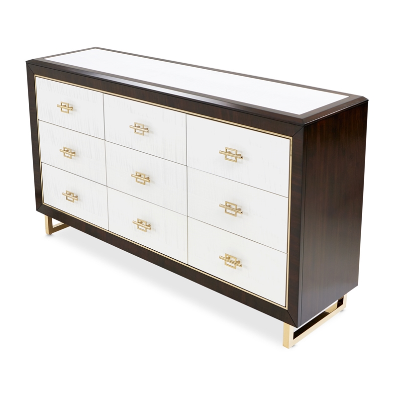 Michael Amini Belmont Place 9-Drawers Bedroom Dresser in Espresso