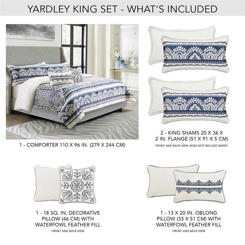 Michael Amini Yardley 5-Piece King Comforter Set - Navy