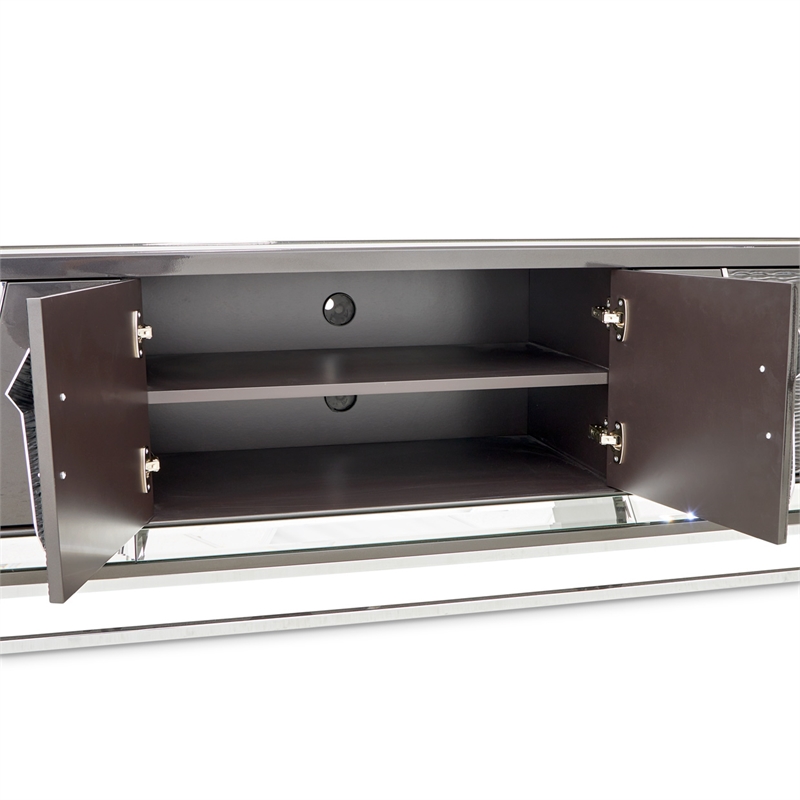 Carmela Media Cabinet - Glossy Charcoal Sand