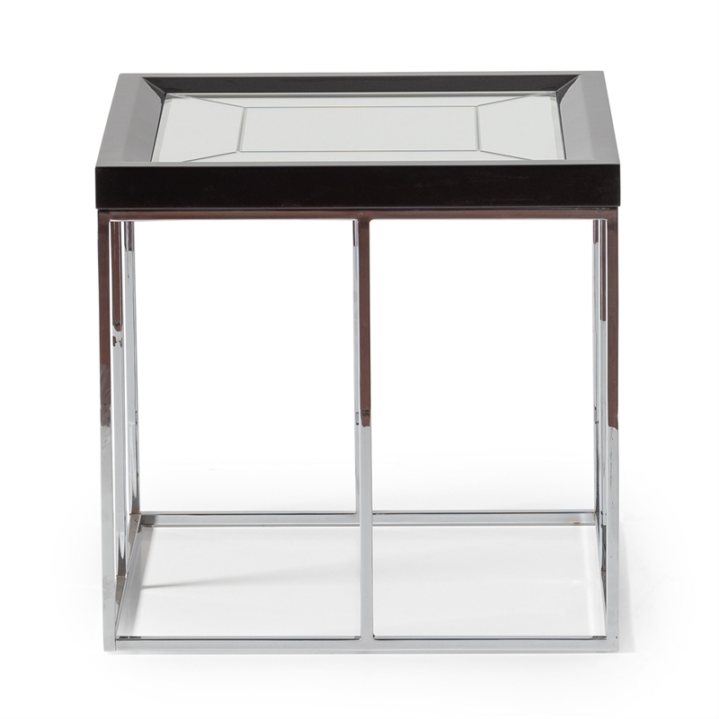 Carmela End Table - Glossy Charcoal Sand