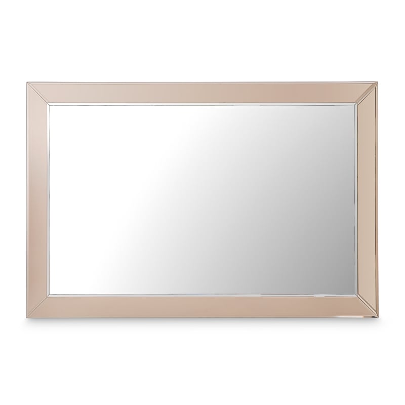 Michael Amini Carmela Chamfer Wall Mirror - Shimmer Ivory