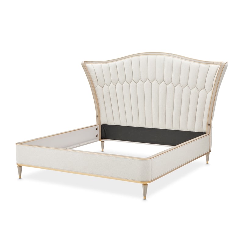 St. Charles Eastern King Chenille Wingback Bed - Dove Gray