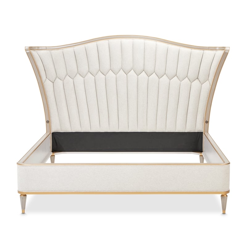St. Charles Queen Chenille Wingback Bed - Dove Gray