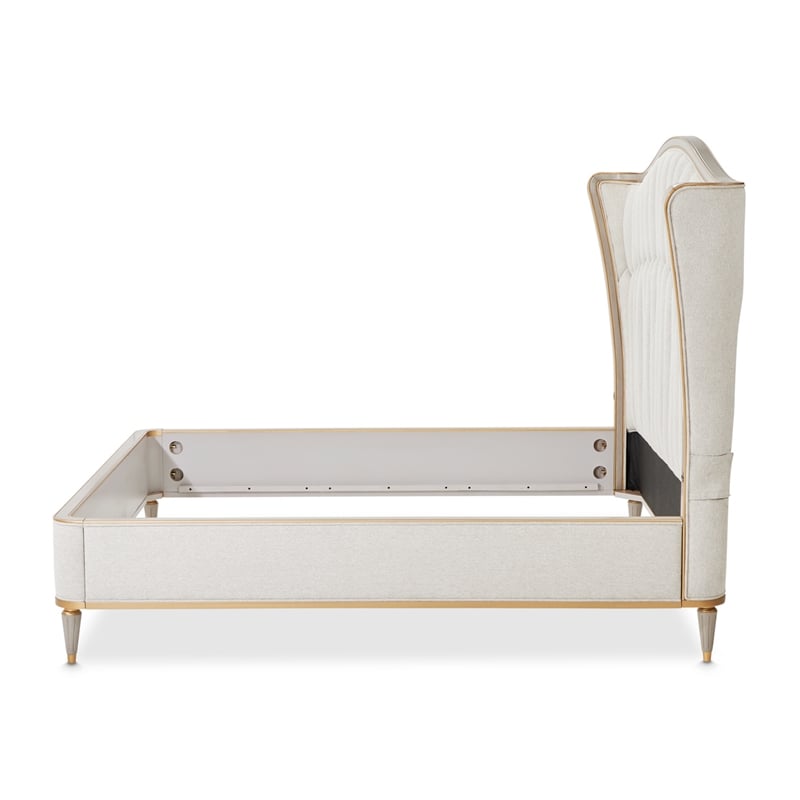 St. Charles Queen Chenille Wingback Bed - Dove Gray