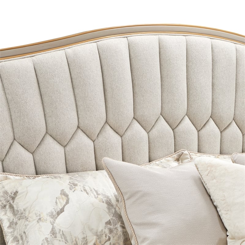 St. Charles Queen Chenille Wingback Bed - Dove Gray