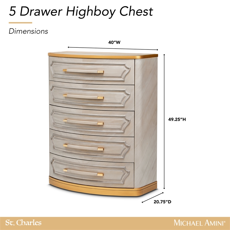 St. Charles 5-Drawer Highboy Chest - Dove Gray