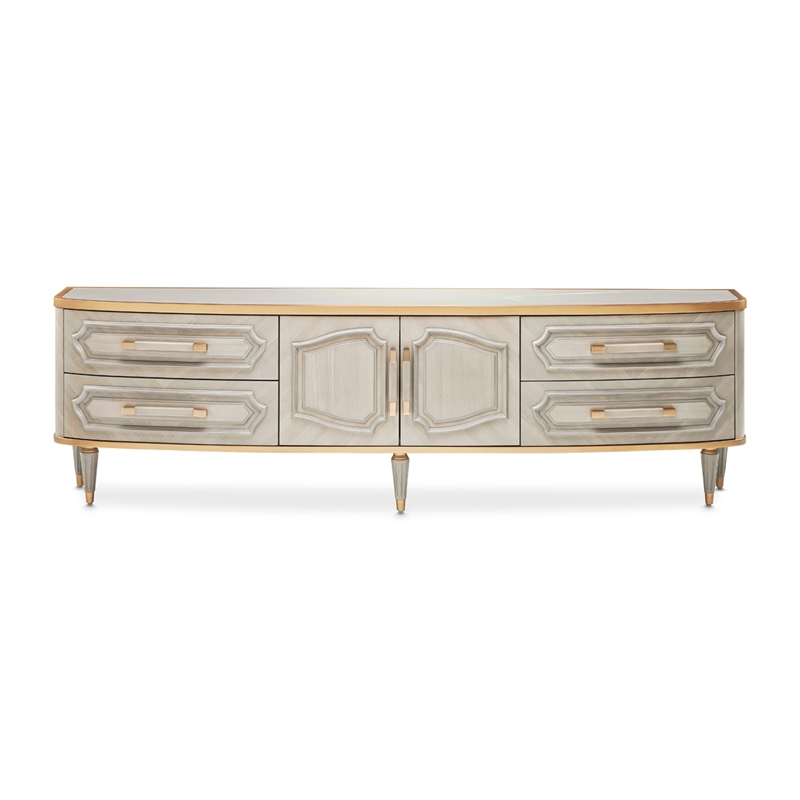 Michael Amini St. Charles Media Cabinet - Dove Gray