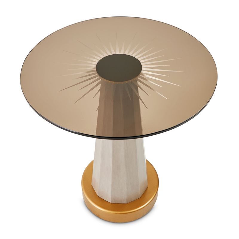 Michael Amini St. Charles Chairside Table - Dove Gray