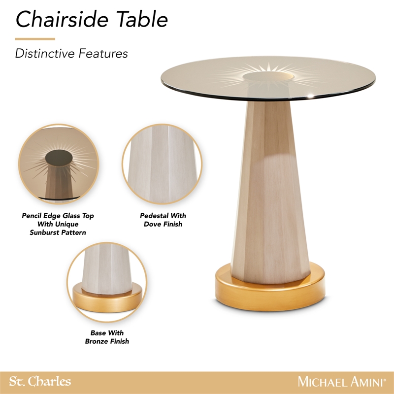 Michael Amini St. Charles Chairside Table - Dove Gray