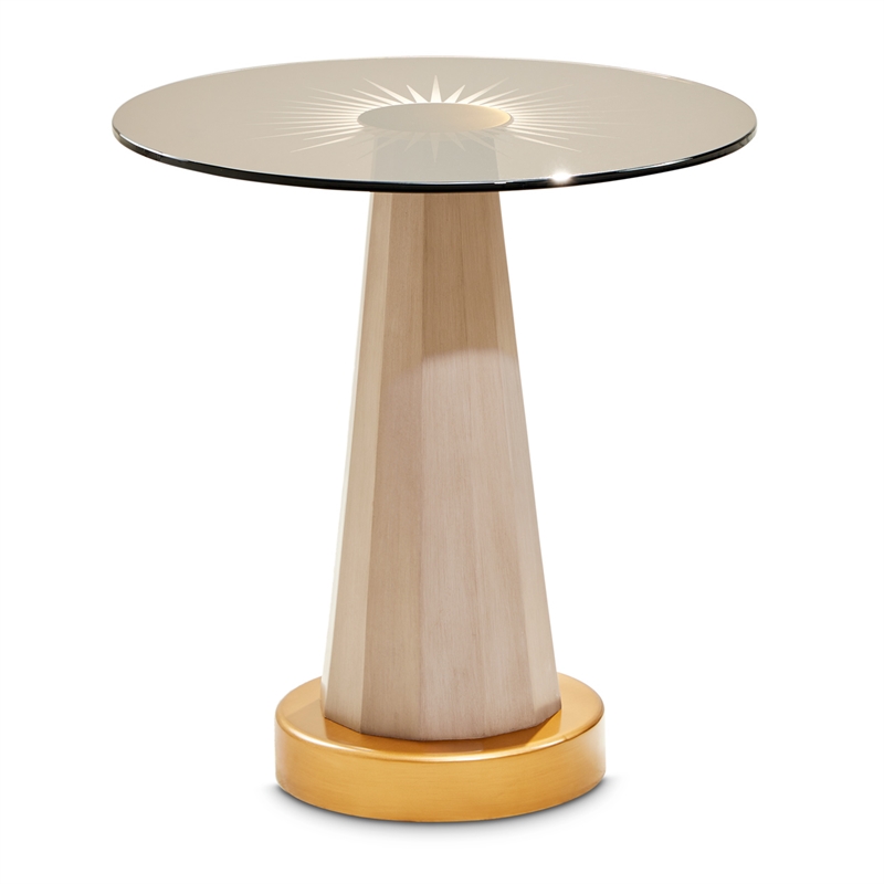 Michael Amini St. Charles Chairside Table - Dove Gray