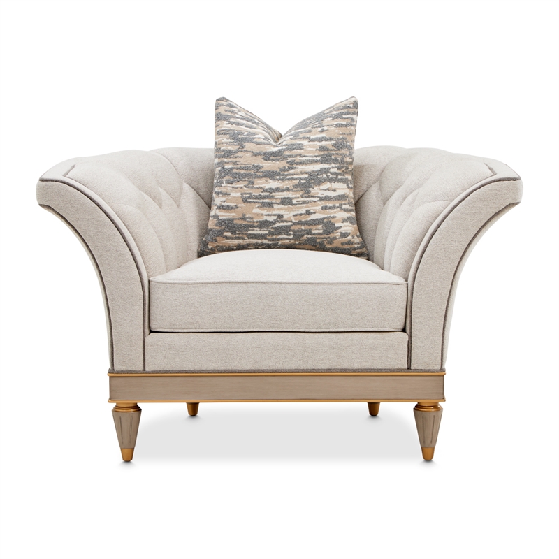 St. Charles Matching Chenille Accent Chair - Natural/Dove Gray