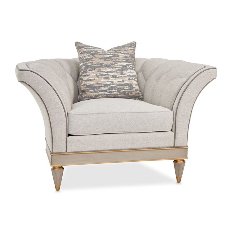 St. Charles Matching Chenille Accent Chair - Natural/Dove Gray
