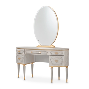 St. Charles Vanity Desk with Mirror - Dove Gray