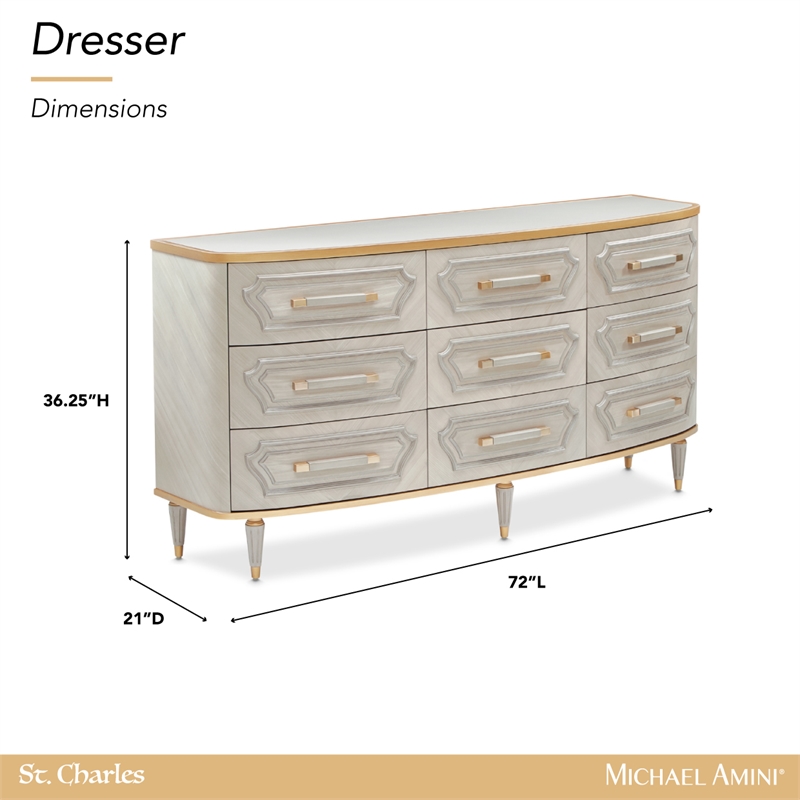 St. Charles 9-Drawer Dresser - Dove Gray