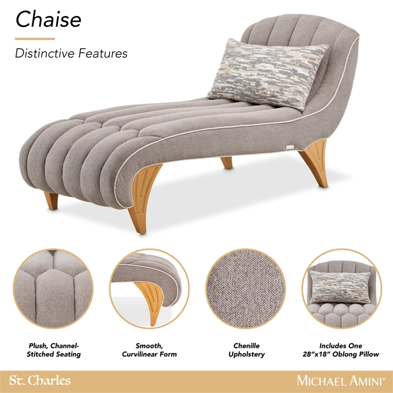 Michael Amini St. Charles Chenille Chaise - Dove Gray
