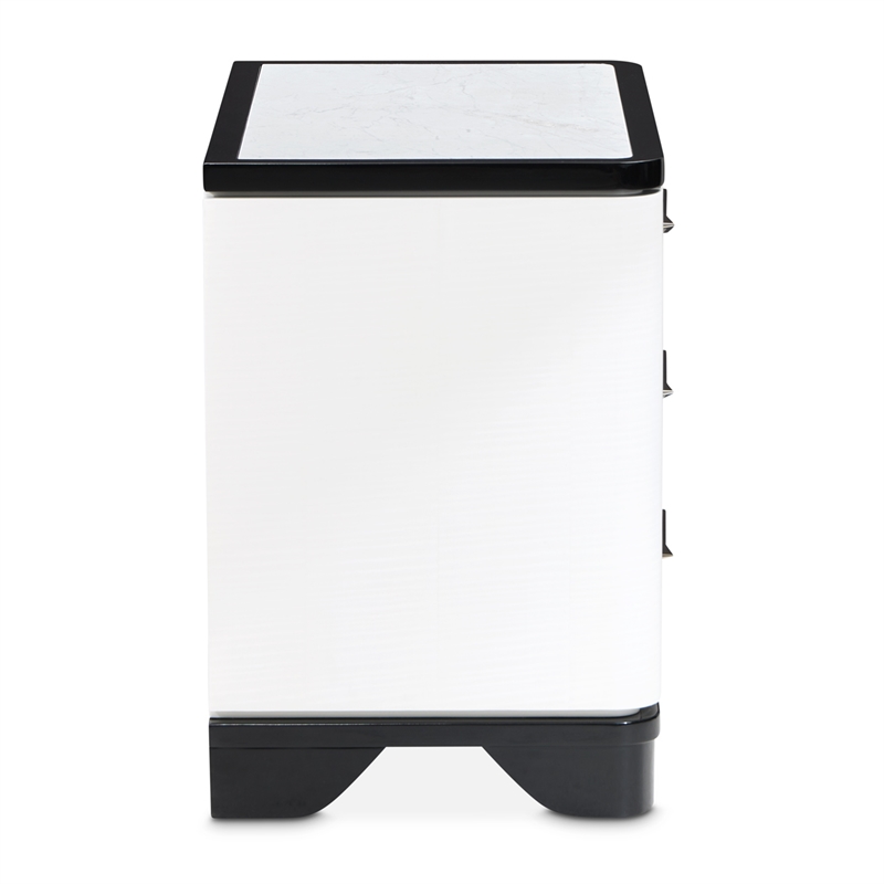 Tuxedo 3-Drawer Nightstand with Marble Top - Piano Keyboard