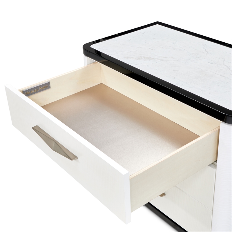 Tuxedo 3-Drawer Nightstand with Marble Top - Piano Keyboard