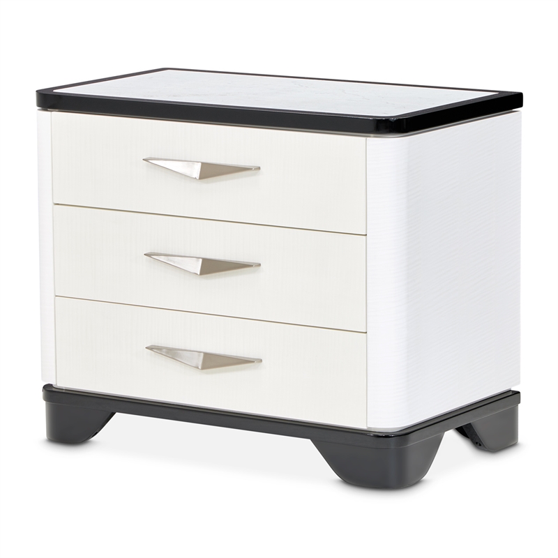 Tuxedo 3-Drawer Nightstand with Marble Top - Piano Keyboard