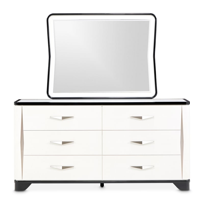 Tuxedo 6-Drawer Dresser with Mirror - Piano Keyboard