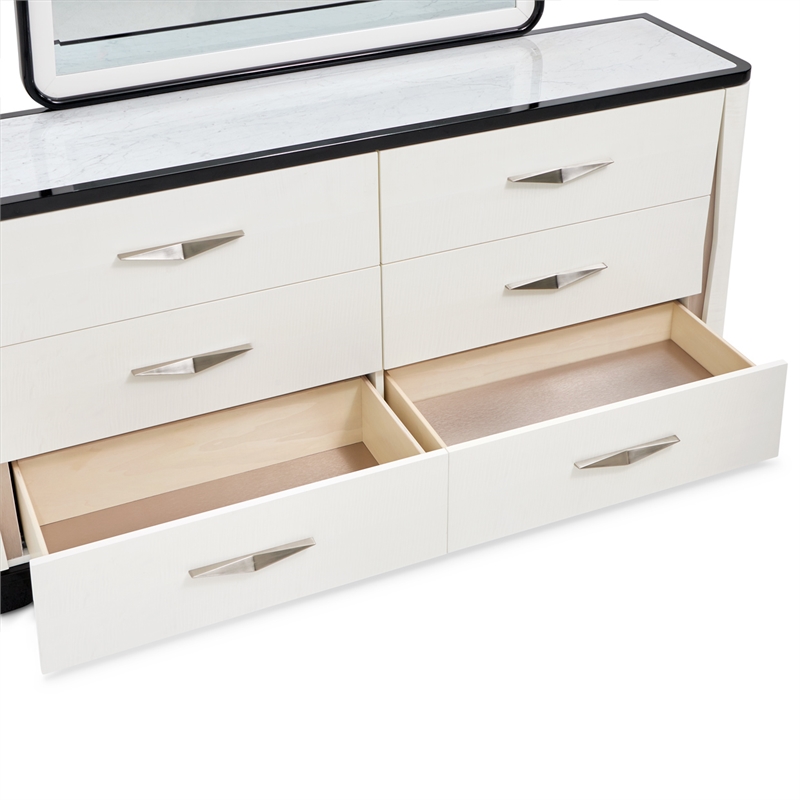 Tuxedo 6-Drawer Dresser with Mirror - Piano Keyboard