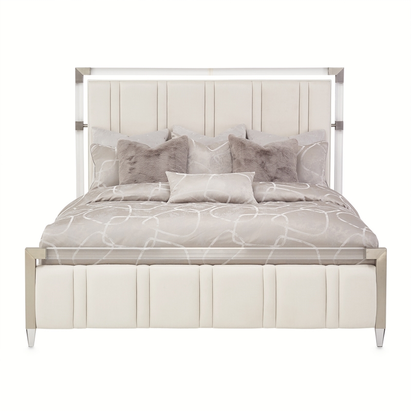 Penthouse King Short Panel Bed - Frosted Linen